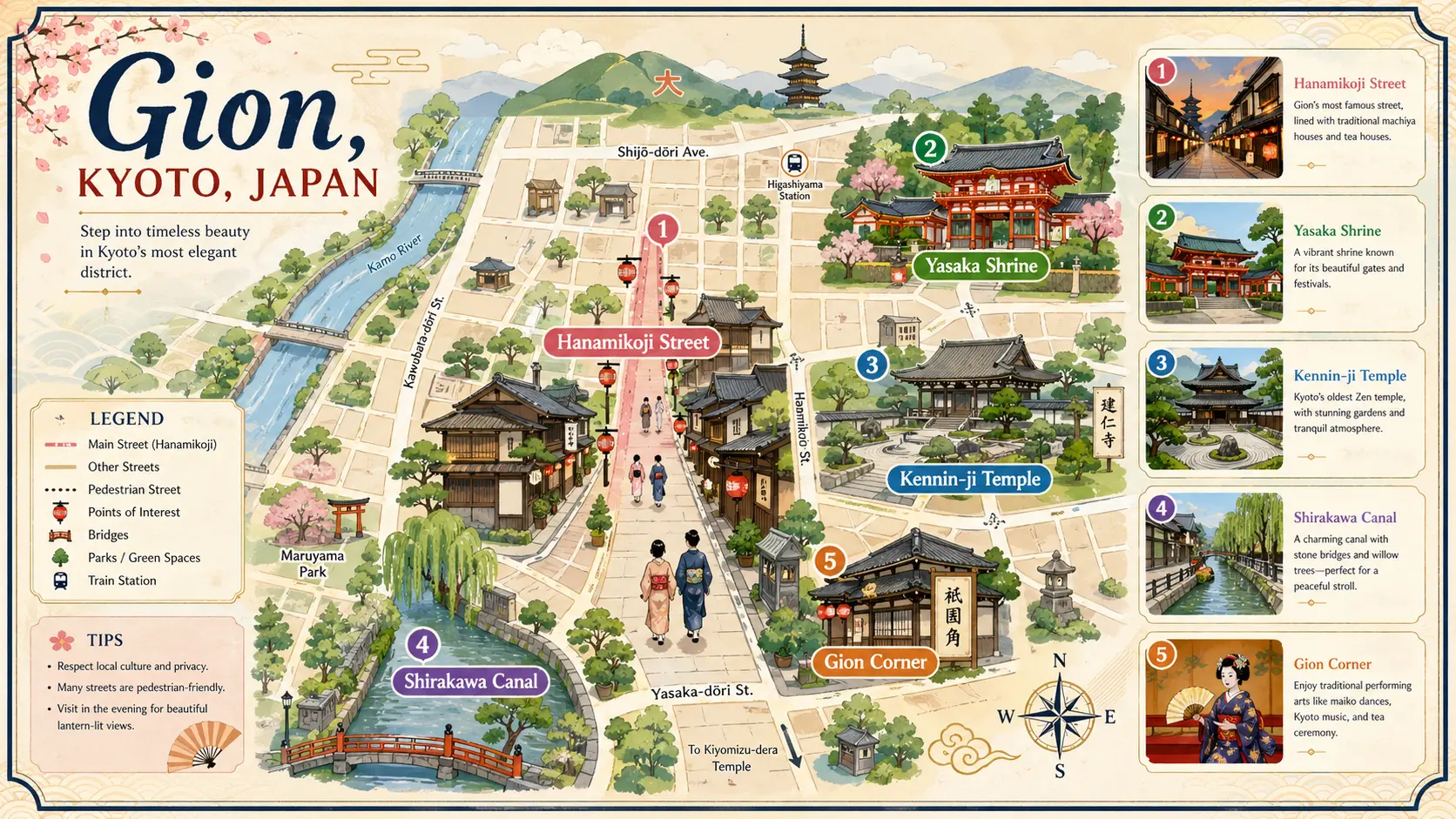 Gion, Kyoto tourist map