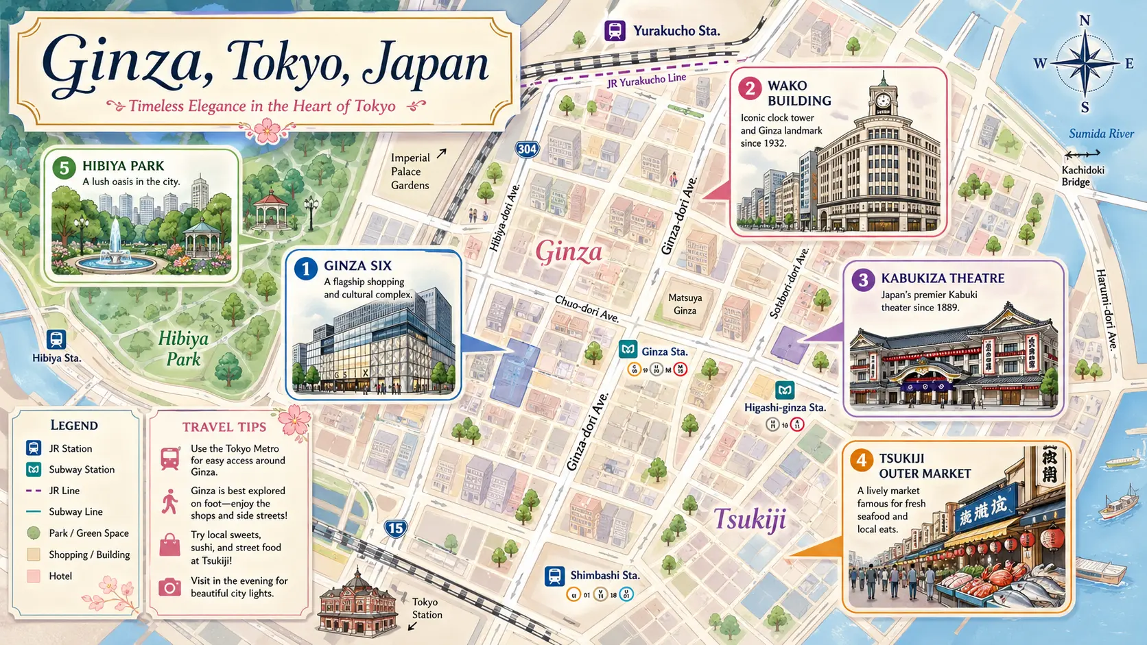 Ginza, Tokyo tourist map