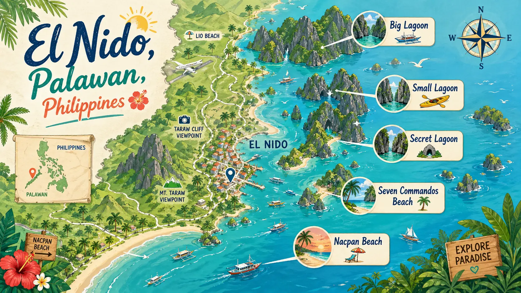 El Nido, Palawan tourist map