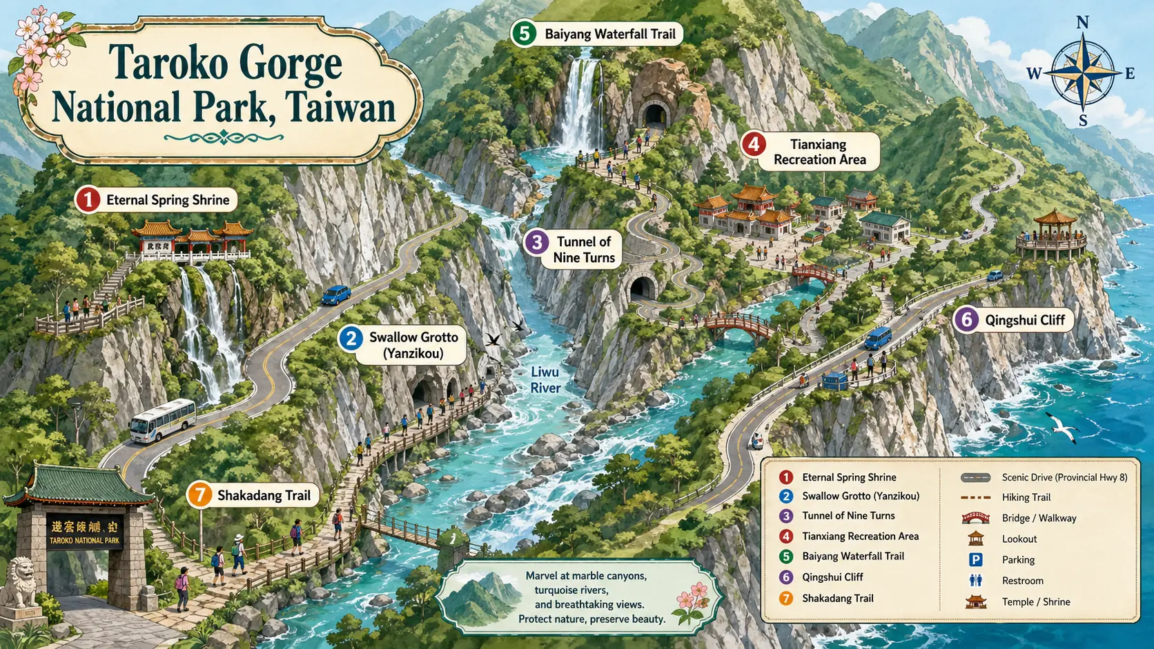 Taroko Gorge tourist map