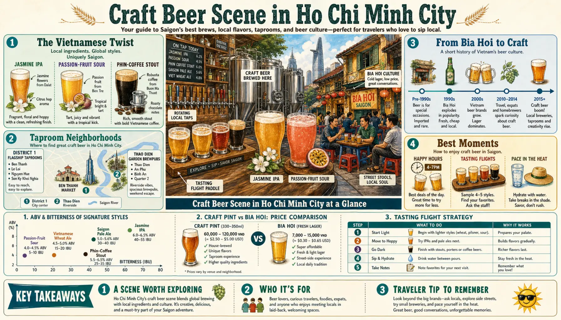 Travel infographic guide poster: Craft Beer Scene in Ho Chi Minh City